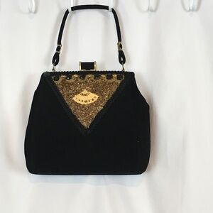 Vintage Hand Decorated Original by Carson Houston Handbag with Snap Closure.